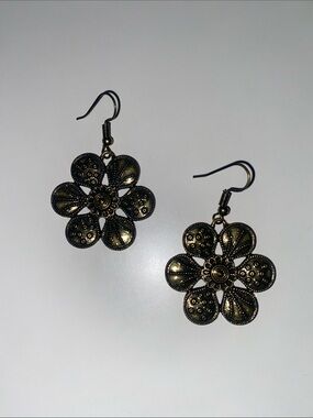 Bronze Floral Drop Earrings - Women Jewelry